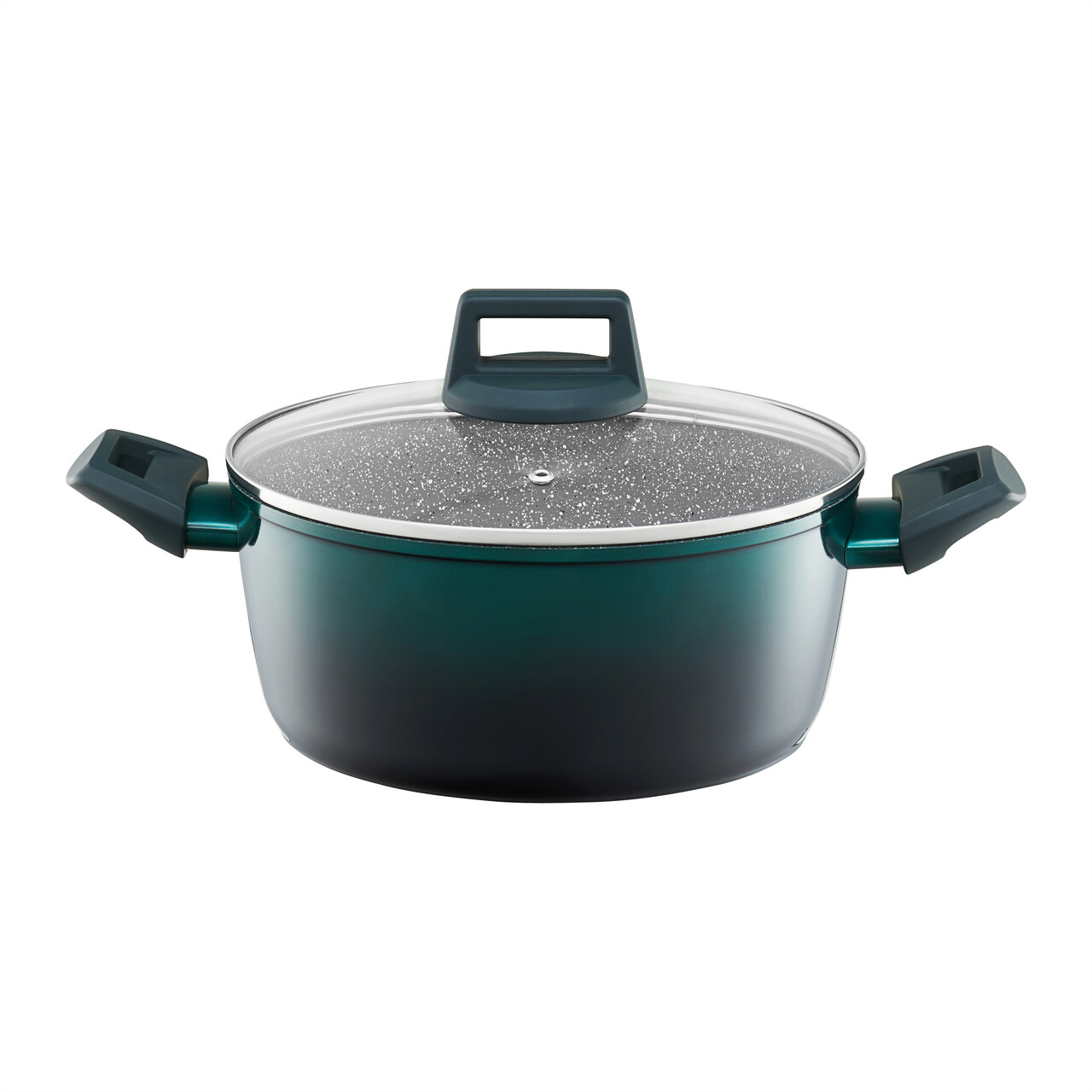 Oala cu capac Ombre Green, Ambition, invelis Qualum Ceramic Stone, 6.7 L, aluminiu, verde/negru - imagine 6